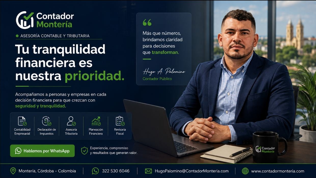 Profesional contable en Montería apoyando a emprendedores y PyMEs